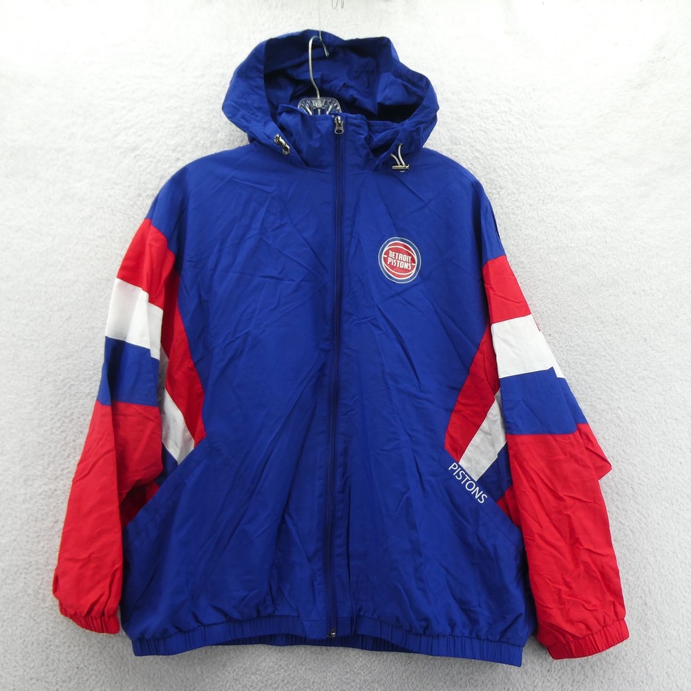 GIII Detroit Pistons Jacket Womens Medium Detroit Pistons Blue‎ Red Windbreaker